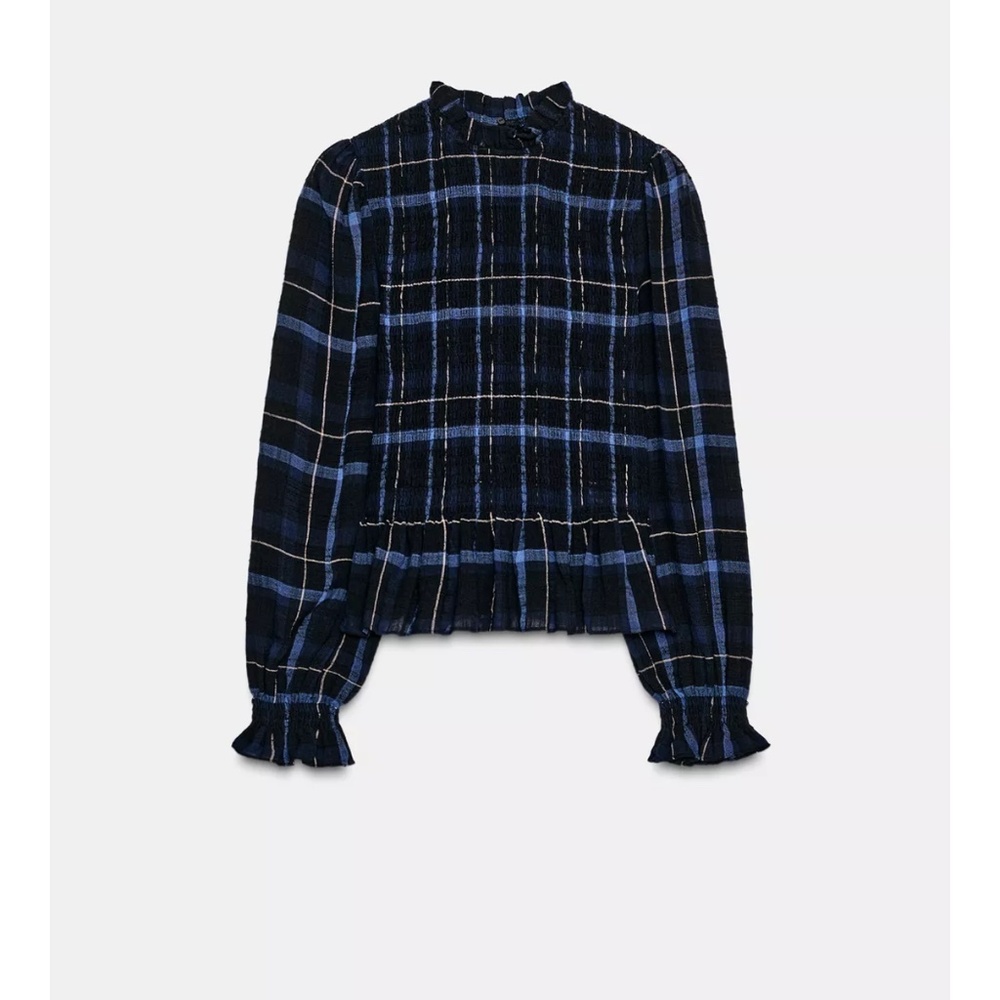 NWT Zara plaid smocked top and skirt set XS - Picture 8 of 10